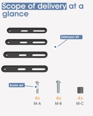  Universelles VESA Adapter Extension Set/Erweiterungs Set für Wandhalterung & Monitorhalterung, von 200x200 bis 400x400, Extreme Traglast bis 30kg, für TV & Monitore bis 55"
